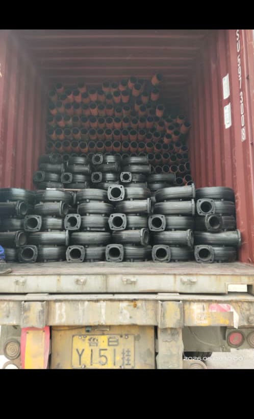 Pipe fittings and valves loaded in a shipping container